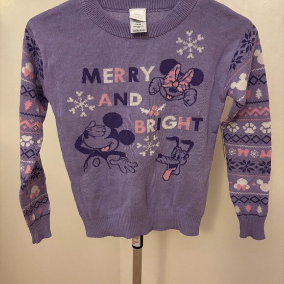 Disney 100th Mickey Mouse and Friends Long Sleeve Sweater-Purple Xsmall 4-5 - Picture 1 of 4